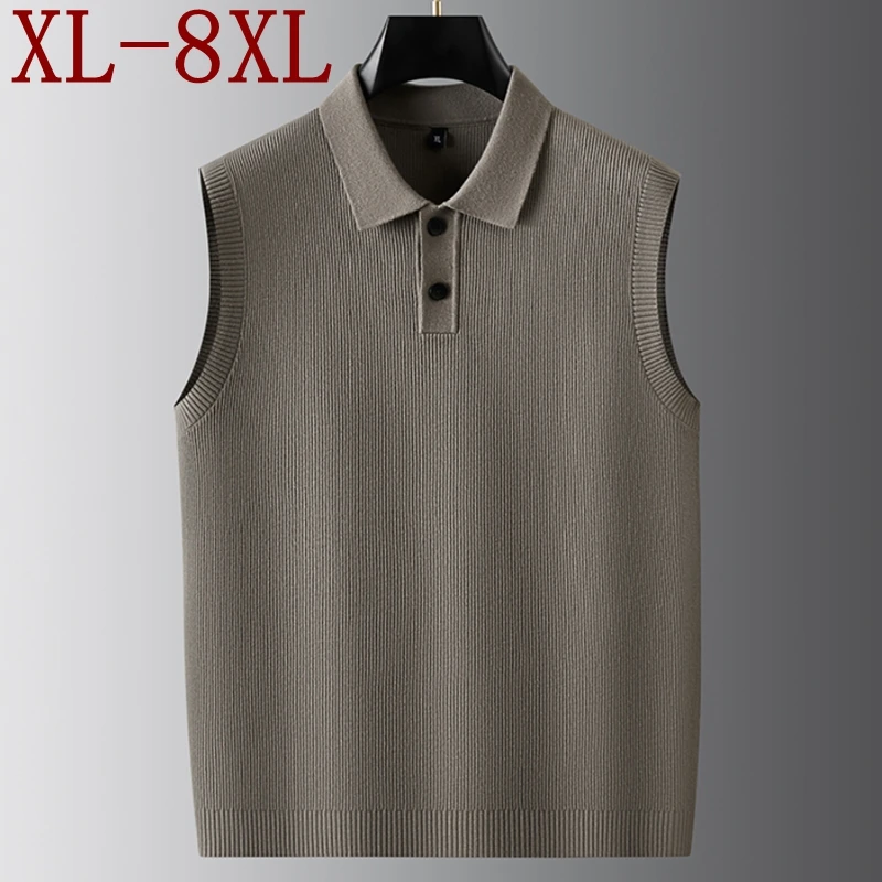 

8XL 7XL 6XL 2025 New Autumn High End Luxury Sweater Vest Men Sleeveless Lapel Pullovers For Man Soft Comfortable Mens Vests
