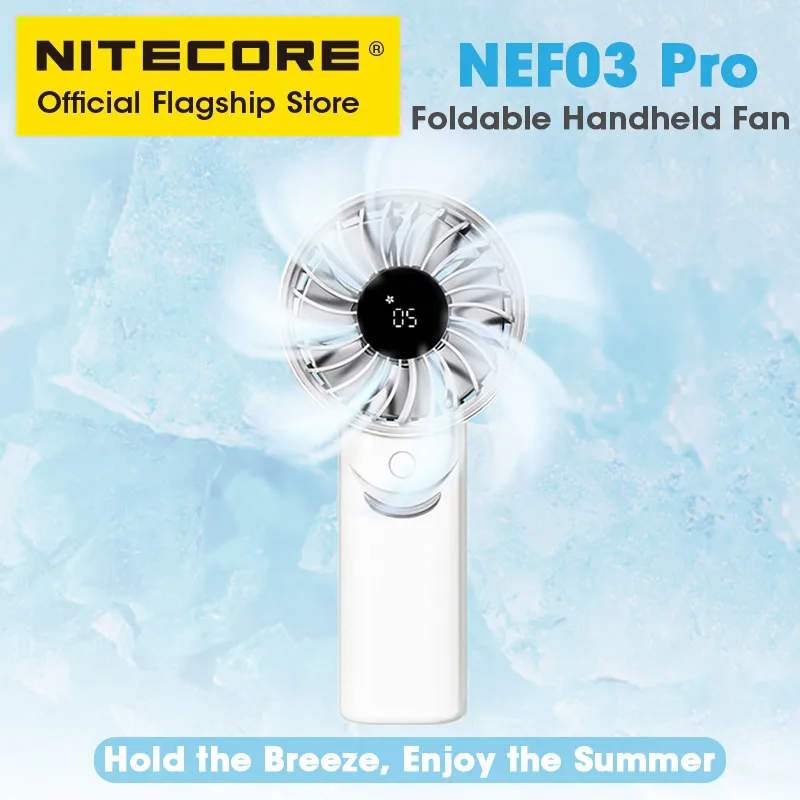 NITECORE NEF03 Pro Camping Fan Foldable Handheld Fan USB-C Rechargeable Commuting Fan For Summer Outdoor Trekking Picnics Hiking
