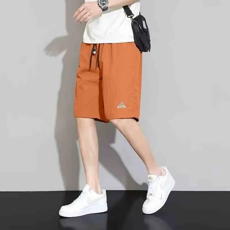 

Летние мужские быстросохнущие спортивные шорты, новинка 2025, повседневные прямые короткие брюки из ледяного шелка в стиле хип-хоп, уличная одежда Y2K, шорты-бермуды