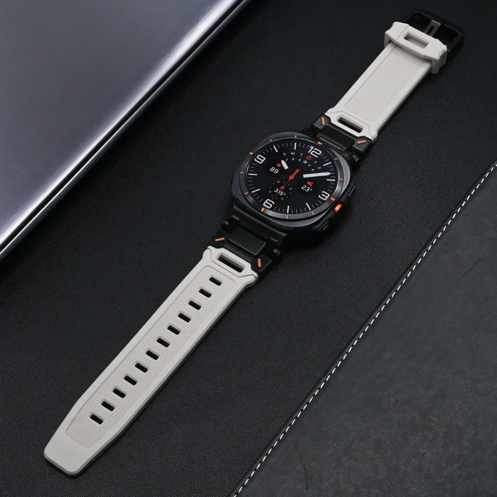 Correa de goma sin huecos para Samsung Galaxy Watch Ultra 47mm, accesorios de pulsera reemplazados para Galaxy Ultra 47mm, banda deportiva para hombres