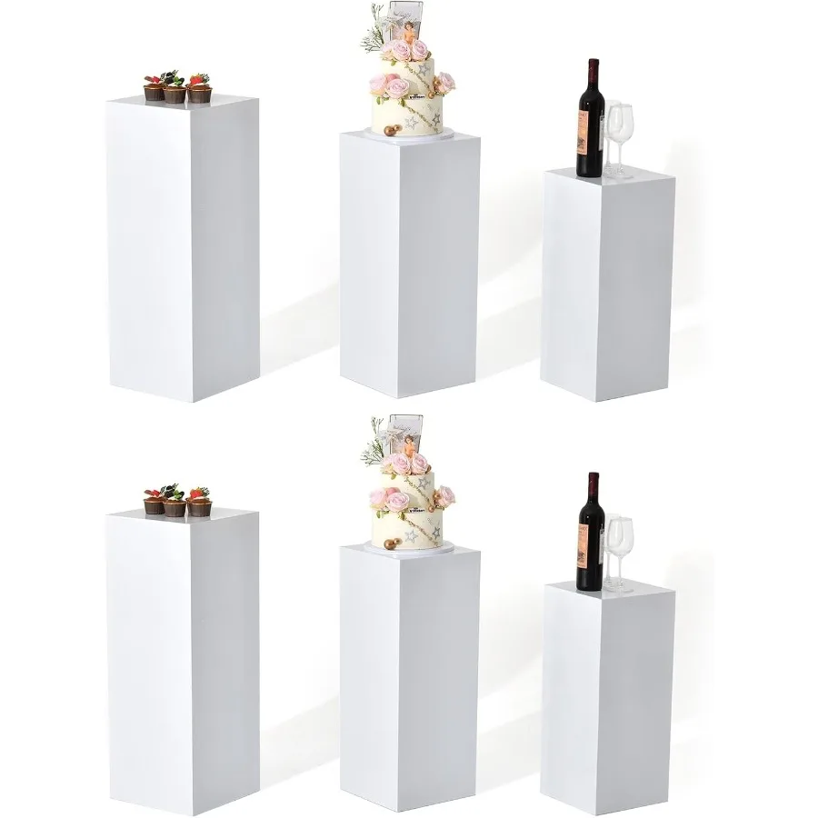 

6PCs Metal Display Pedestal Stand for Birthday Party White Stands Pillars for Wedding Dessert Table Display Column Decorative C