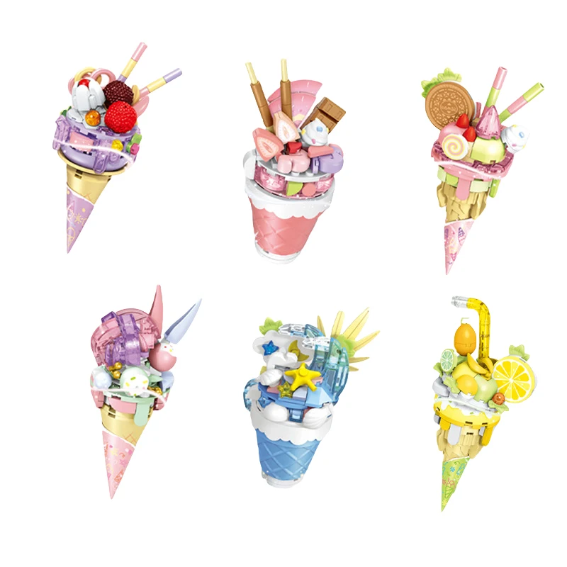 6IN1 Kawaii Candy Planet Model Building Blocks Girls Toys DIY Sweet Barrel Castle Mini Bricks Kids Birthday Gifts