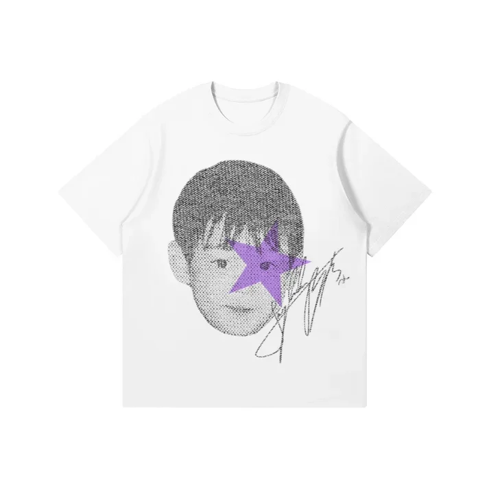 2026 BT21 Head Photo of Preschool Cotton T-shirt Comfortable, Breathable, High Quality Ins Y2K Jersey