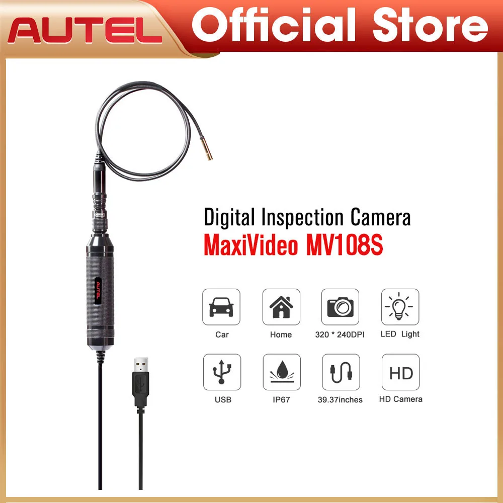 Autel MaxiVideo MV108S Automotive Inspection Camera 8.5 mm Image Head Work with MaxiSys PC Record Image Video for Car Diagnostic