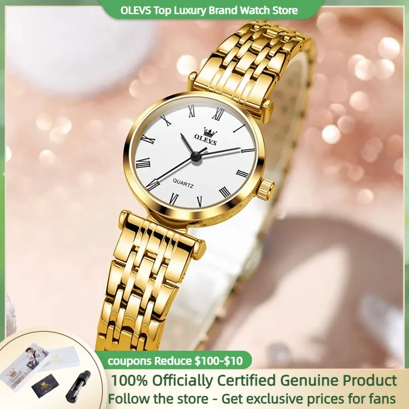 OLEVS Top Brand Women\'s Watches Elegant Fashion Small Dial Wristwatch Waterproof Stainless Steel Original Watch for Girl Roman