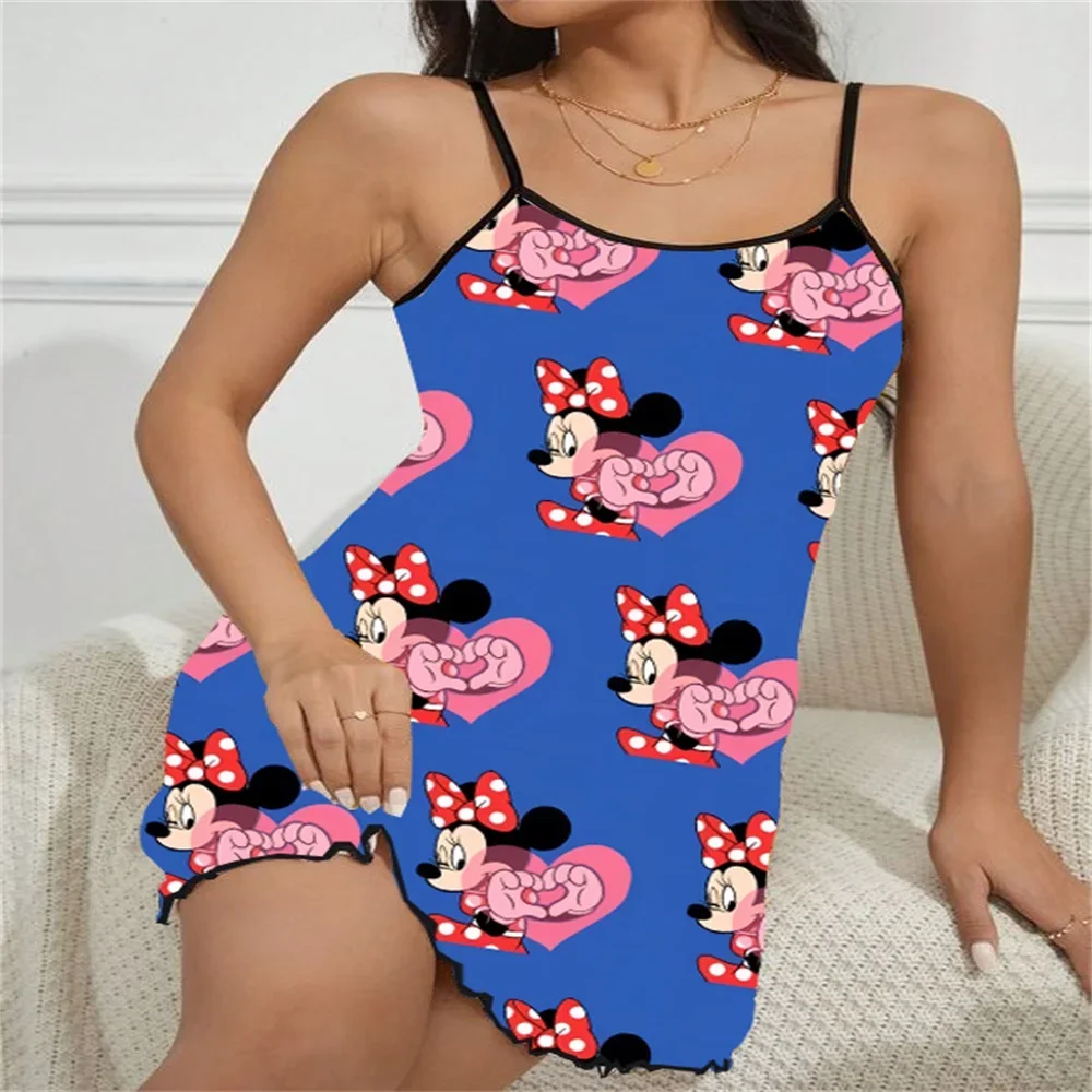 

2024 Summer Comfortable Sleepwear for Women New Cartoon Pattern Women's Sleeveless Pajama Sexy Charming Female Sleeping Dress