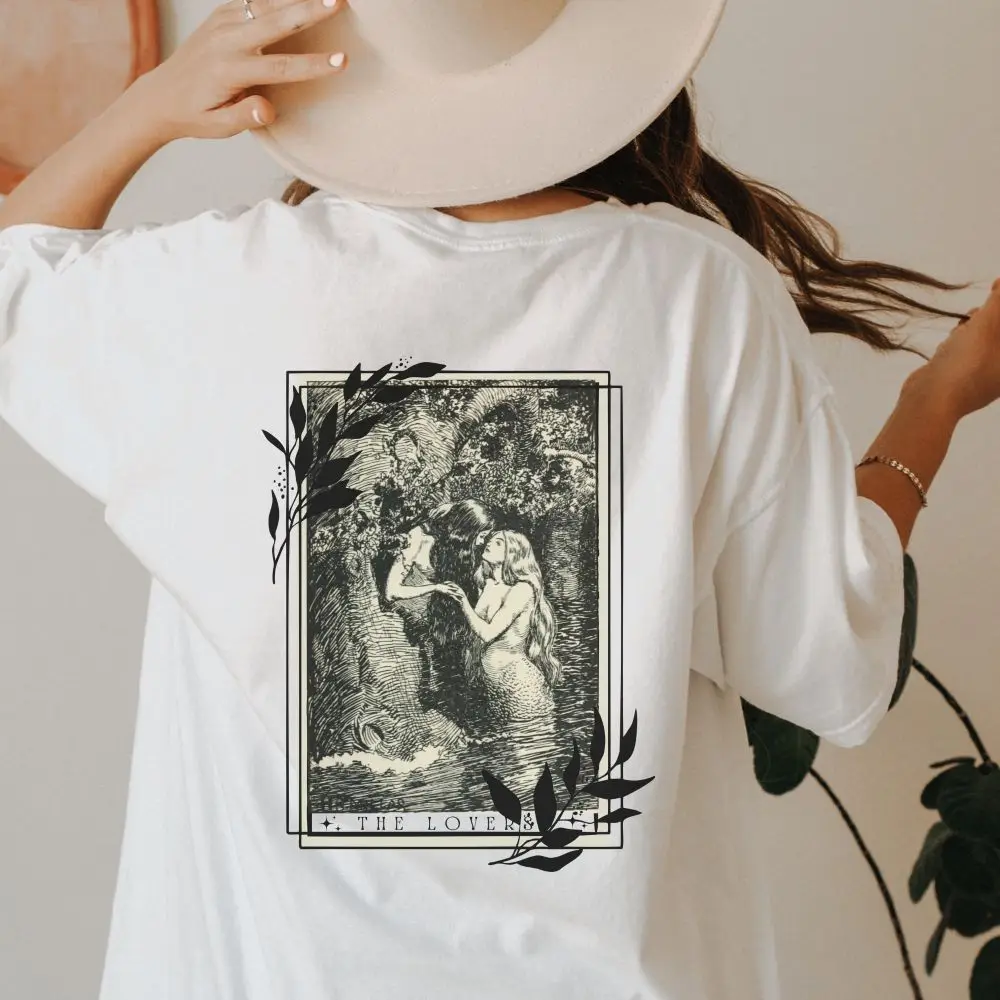 Sappho Shirt Lovers Tarot Card Aphrodite Tee Shirt Cotton Short Sleeve T-shirt  Print Graphic Top Tee Women Casual Loose Top