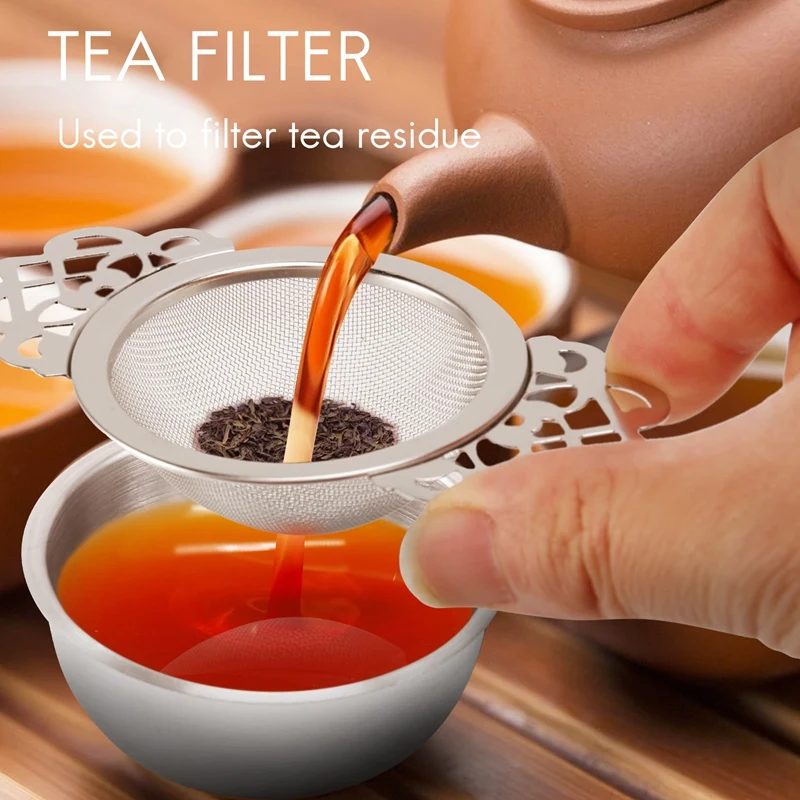 Tea Strainers With Drip Bowls (2-Pack), Elegant Stainless Steel Loose Leaf Tea Strainers