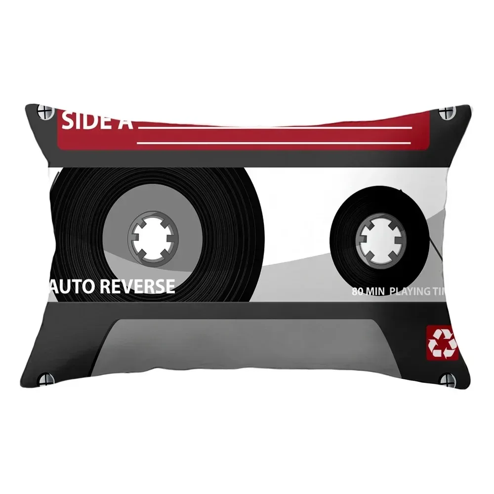 

30x50 Retro Cassette Tape Lumbar Cushion Cover Vintage Music Audio Tape Throw Pillow Case for Car Sofa Bed Music Room Decor