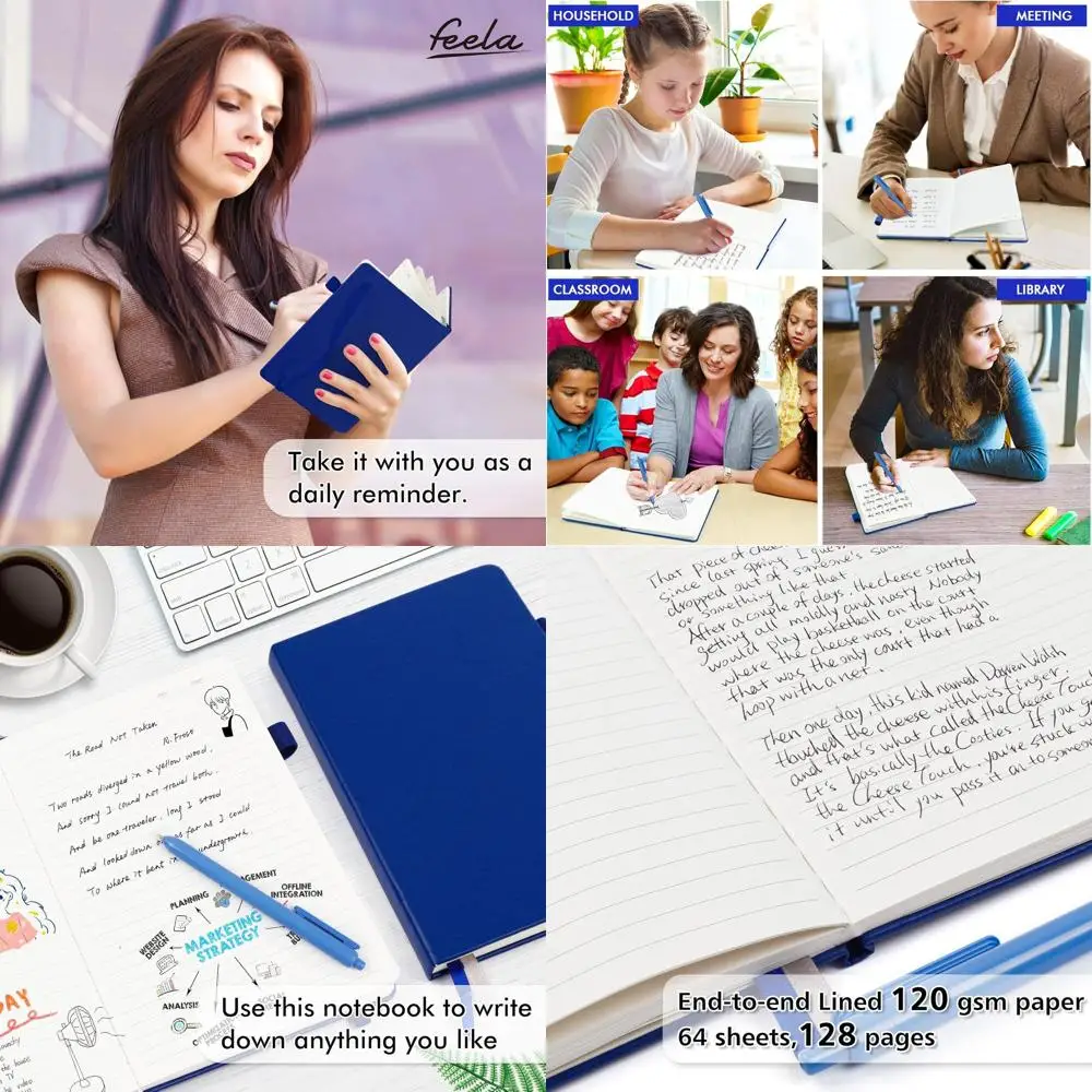 

Набор блокнотов формата А5 с 24 ручками, бумага 120 GSM, темно-синяя обложка для профессиональных заметок