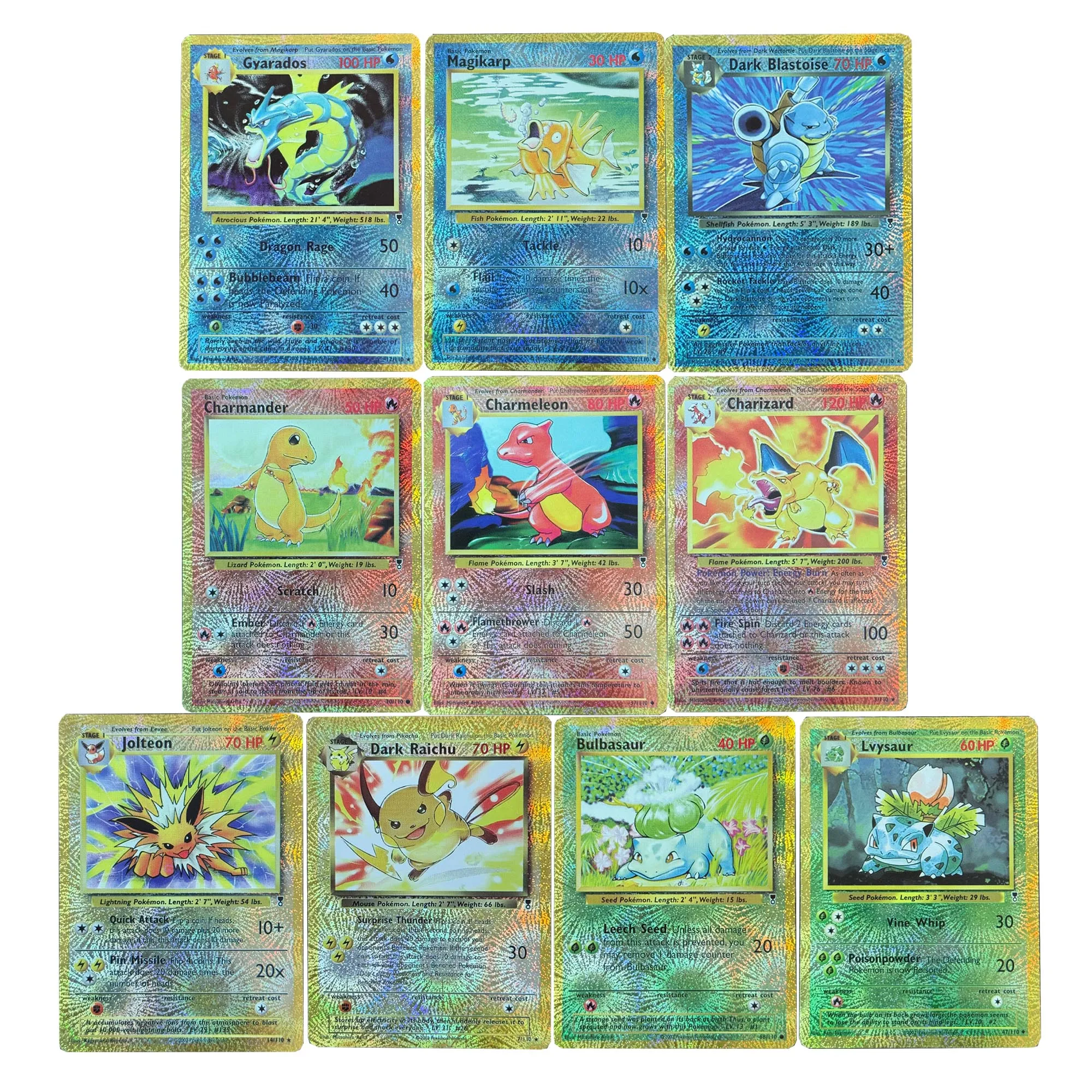 10 قطعة/المجموعة Diy بها بنفسك الذاتي Ptcg الجيل الأول Charizard جمع بطاقة اللون فلاش Ptcg Gyarados أنيمي بطاقات دمى هدايا