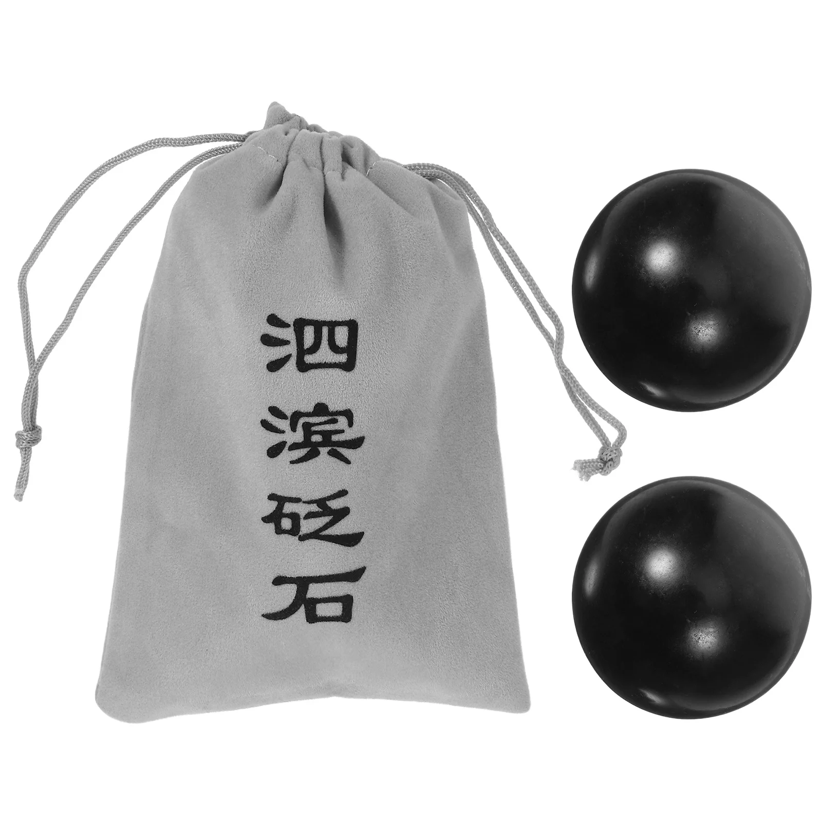 

2 шт., китайские шарики Баодин, натуральный камень, массажные шарики для снятия стресса, черный портативный чехол для переноски для офиса