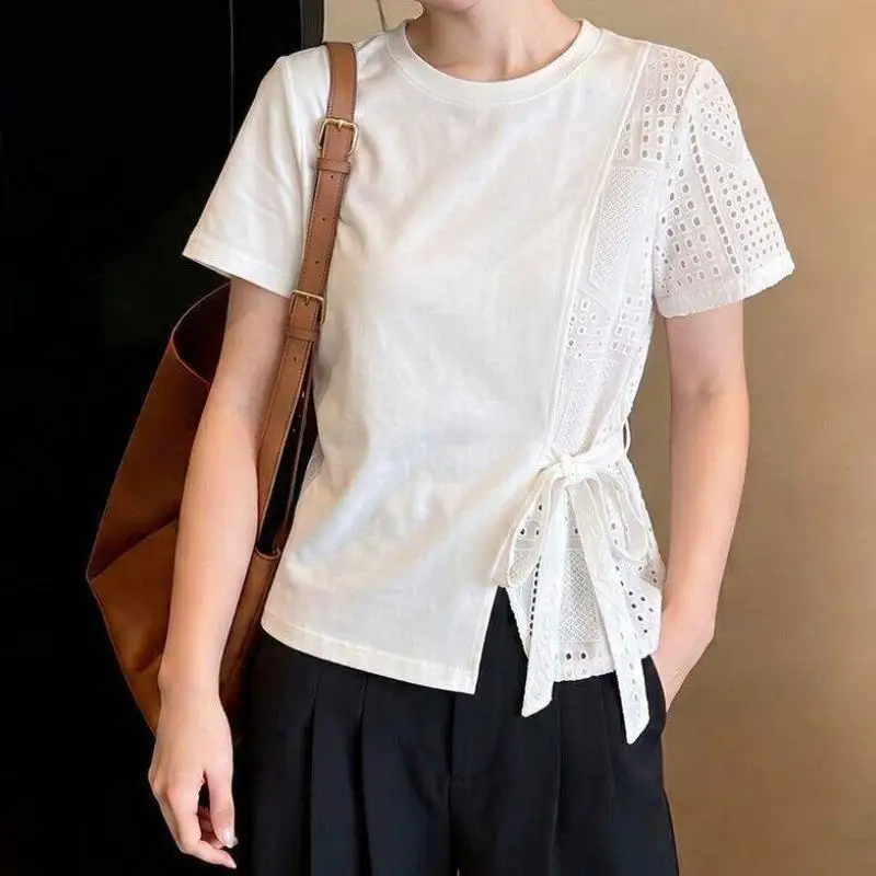 The New Korean Women's T-Shirt Has An Elegant Temperament and Is Suitable for Summer Girls It Is A Versatile Breathable