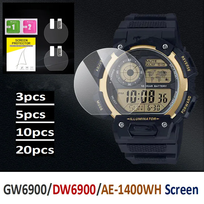 3/5/10Pack Screen Protectors Watch Film GW6900/DW6900/AE-1400WH Smart bracelet band Frame Bezel GW-6900/DW-6900 Screen