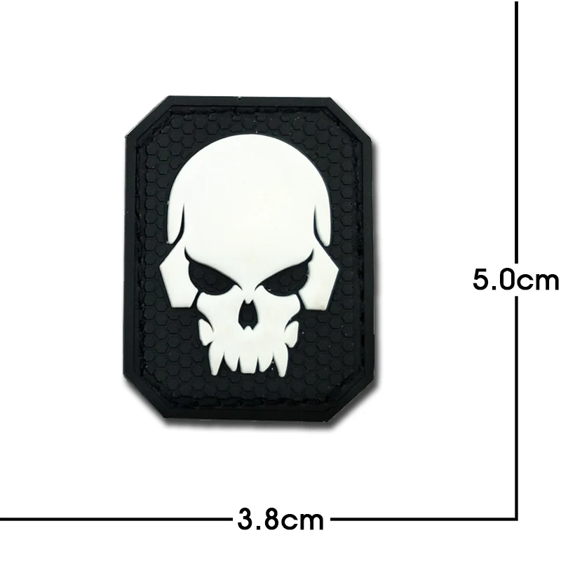 3D PVC Skull Rubber Patches Morale Badge Hook Tactical on Clothes Emblem Backpack Patch Decorative Accessories for Handbags