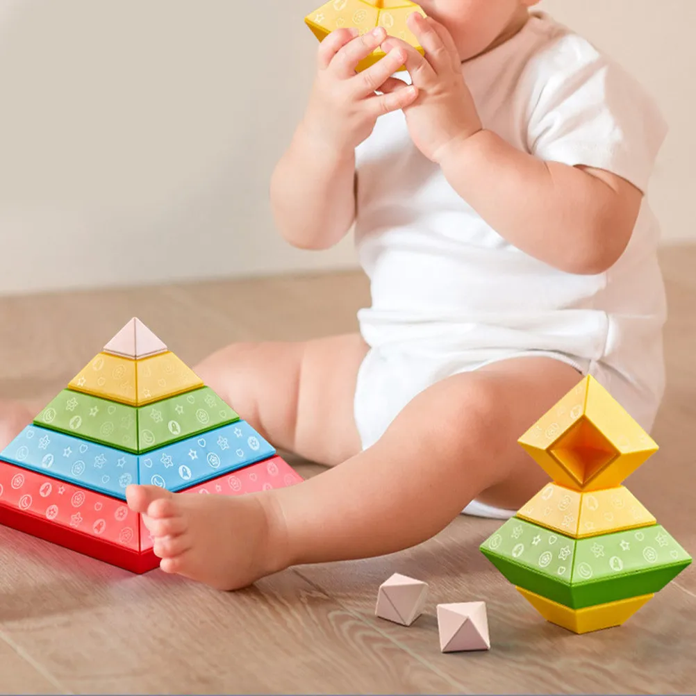 

30Pcs Colored Stacking Blocks Educational Cognitive Building Set Early Learning Montessori Gifts for Toddlers Preschool Kids