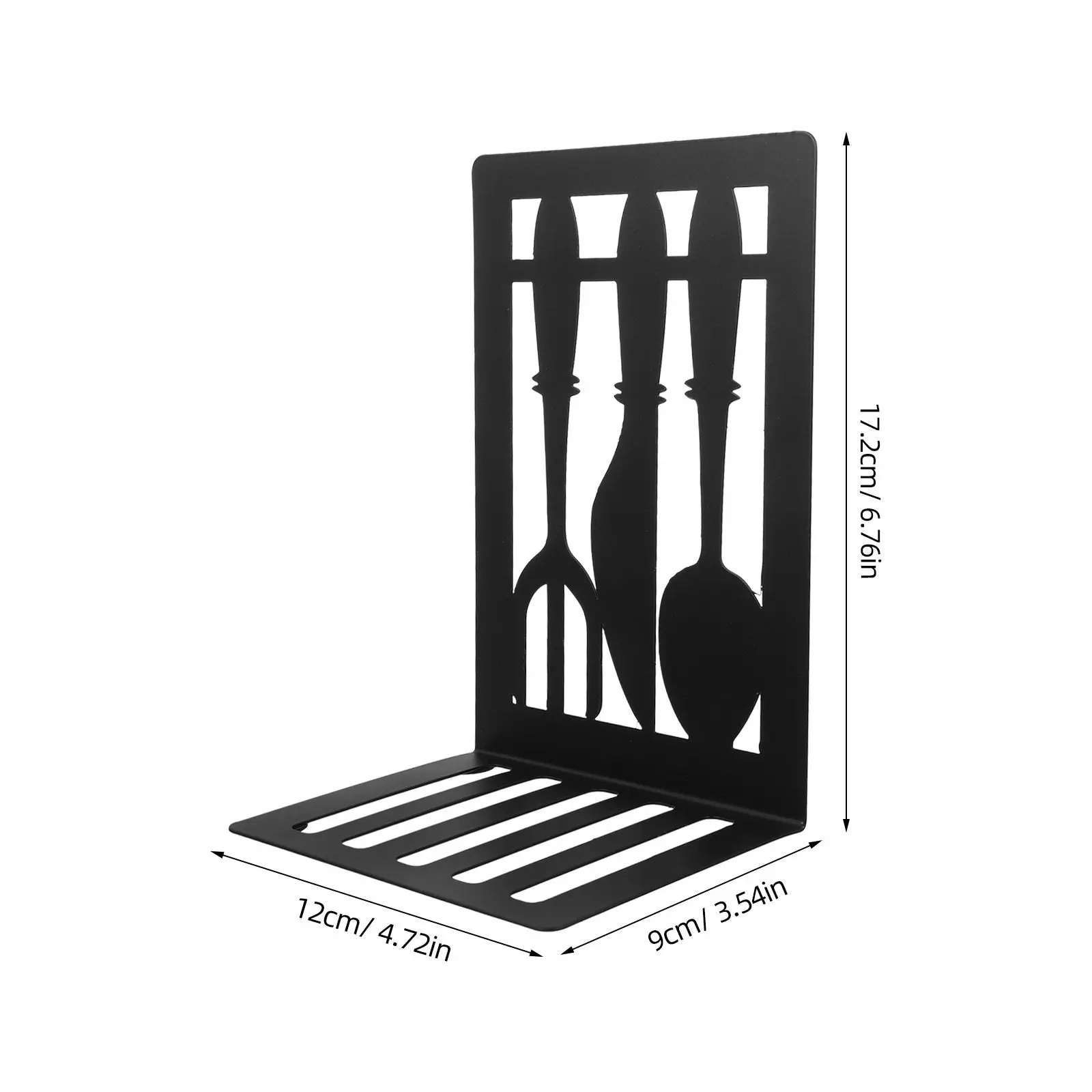 1Pair Metal Bookends Decorative Cutlery Design Book Holder Iron Recipe Organizer Delicate Bookend Study Accessory