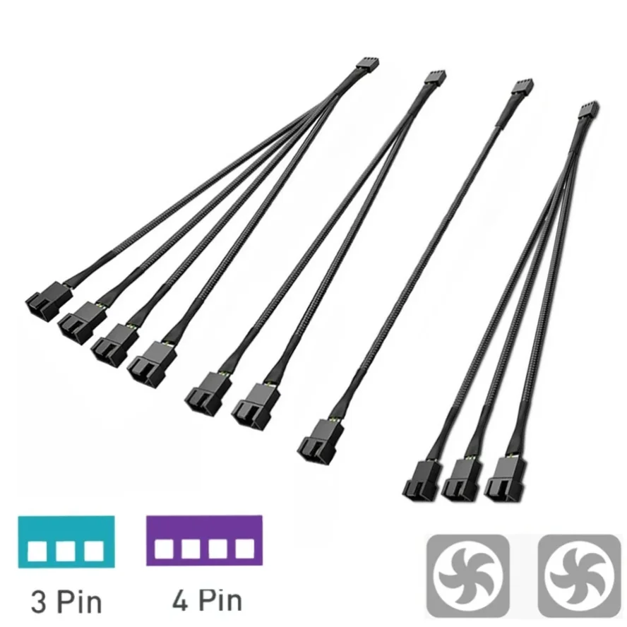 PWM Temperature Controlled Cooling Fan Expansion Cable 1 To 4 Way Computer Cable 4Pin PWM Fan Splitter Cable PC Fan Splitter