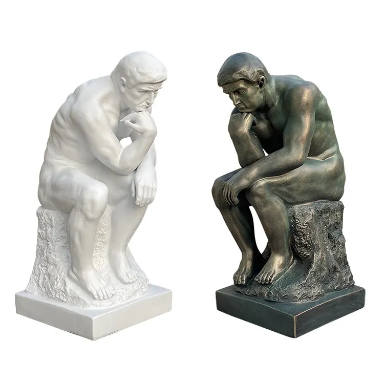 Thinker Meditation Sculpture Figure Gypsum Statue Art Training Textbook Beauty Chen Props Fiberglass Art Ornament