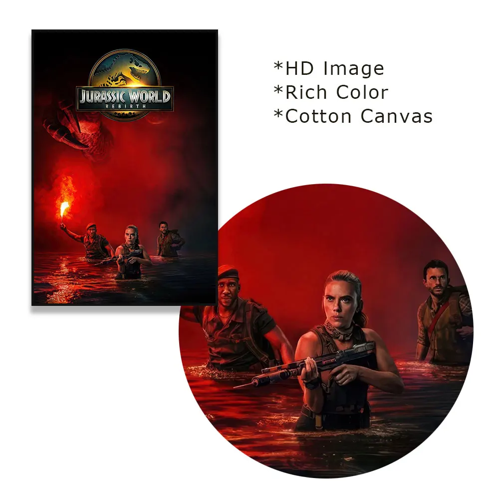 العالم الجوراسي ولادة جديدة 2025 الفيلم المشارك يطبع حائط لوح رسم ديكور فني فيلم صورة ديكور المنزل لغرفة المعيشة #4