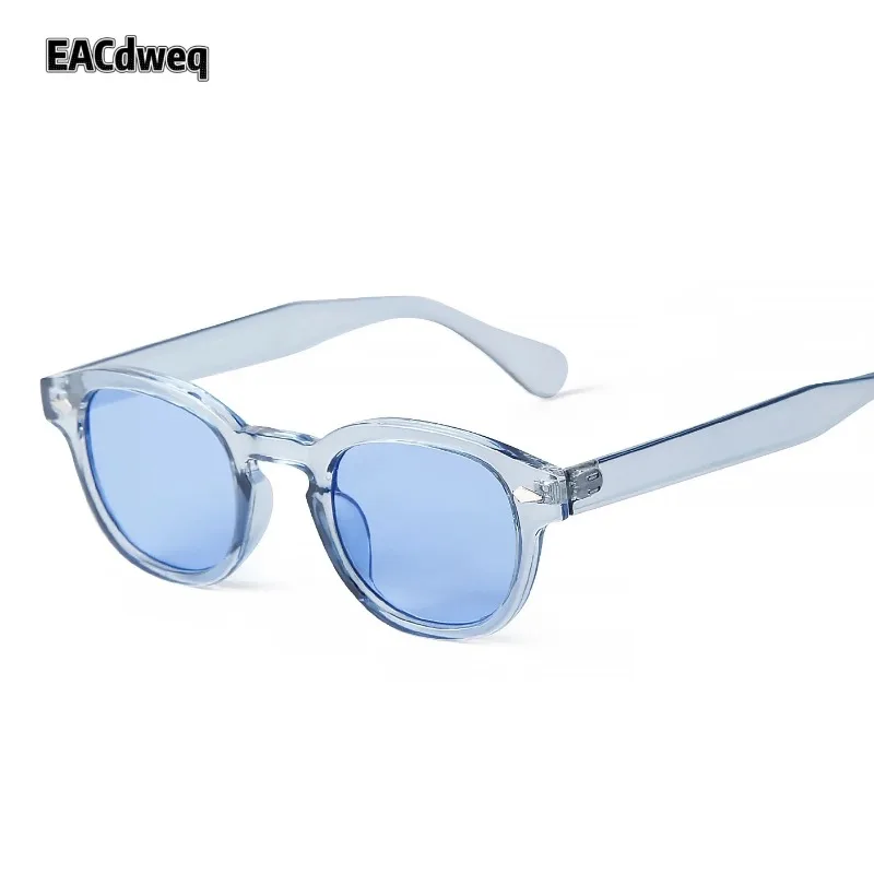 Fashion Transparent Blue Round Sunglasses Women Men Retro Rivet Small Square Sun Glasses UV400 Summer Traveling Eyewear