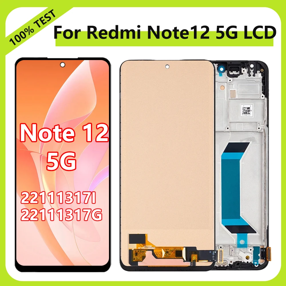 

TFT-экран для дисплея Xiaomi Redmi Note 12, 6,67 дюйма 22111317 I 22111317 ЖК-дисплей G с дигитайзером сенсорного экрана Note12 5G LCD