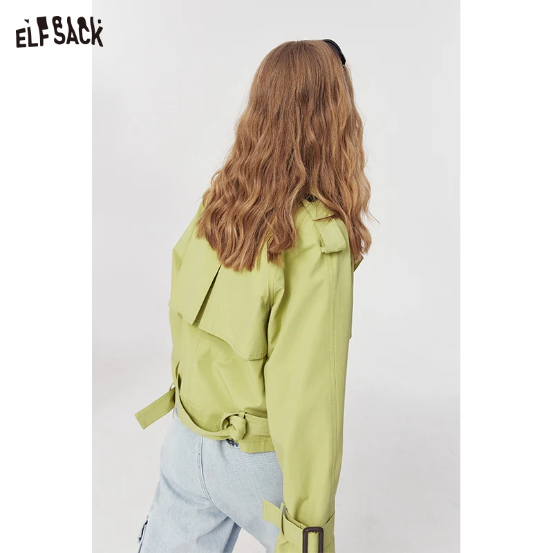 Imagem -02 - Elfsack-cabolsa Windbreak Estilo Casual Feminino Versátil Solto com Renda Cabolsa Cropped da Garota Legal Novo Primavera 2023