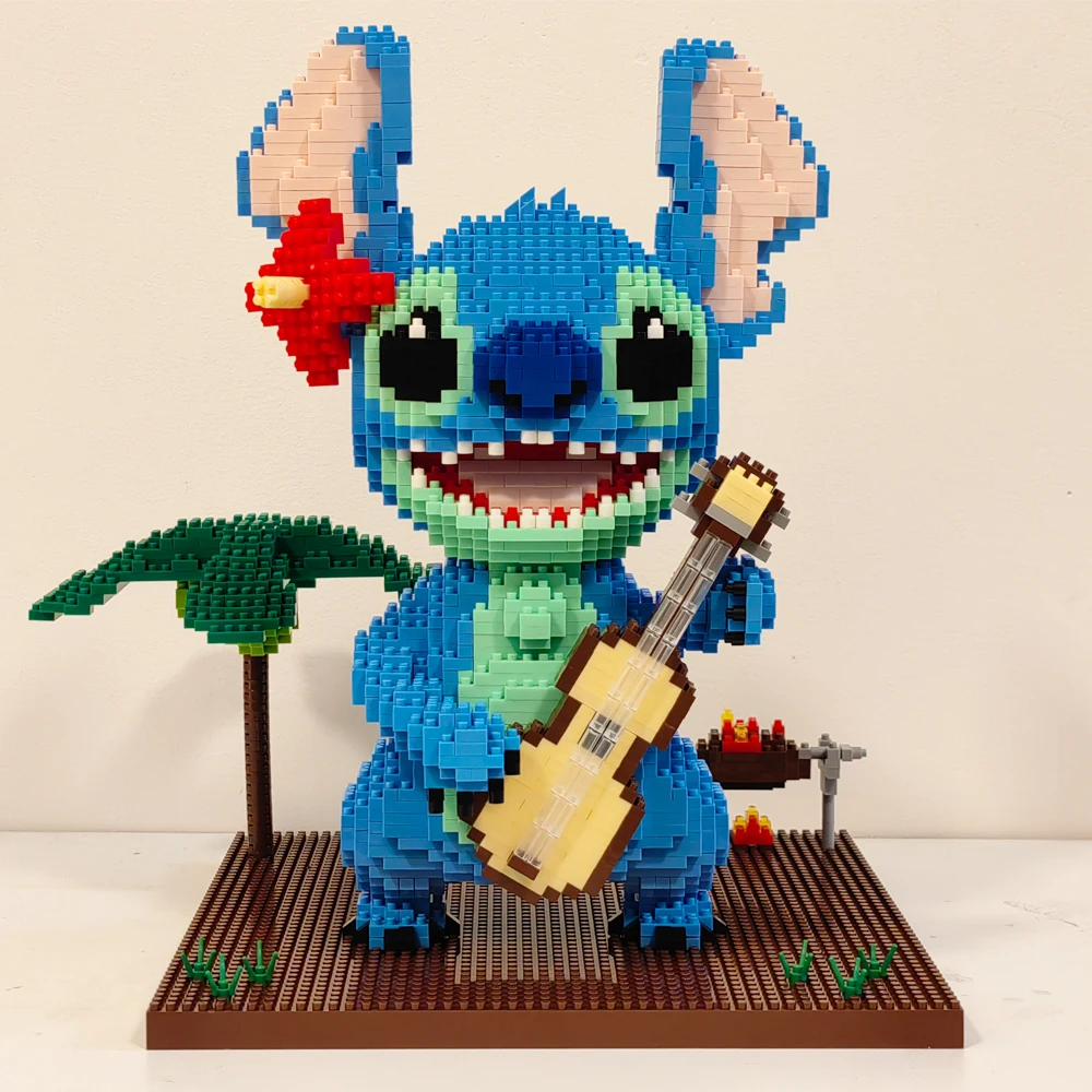 Guitar Stitch Series Diamond Building Block Micro Lilo & Stitch Figure Cute 3D Model Children For Mini Bricks Toys