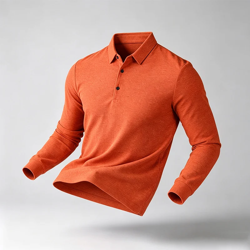 Herren-Polohemd im urbanen Stil, langärmelig, mit Kragen, angenehmer Stoff, ideal für den Stadtverkehr und den Alltag, passend zu verschiedenen Outfits. – Detail 16