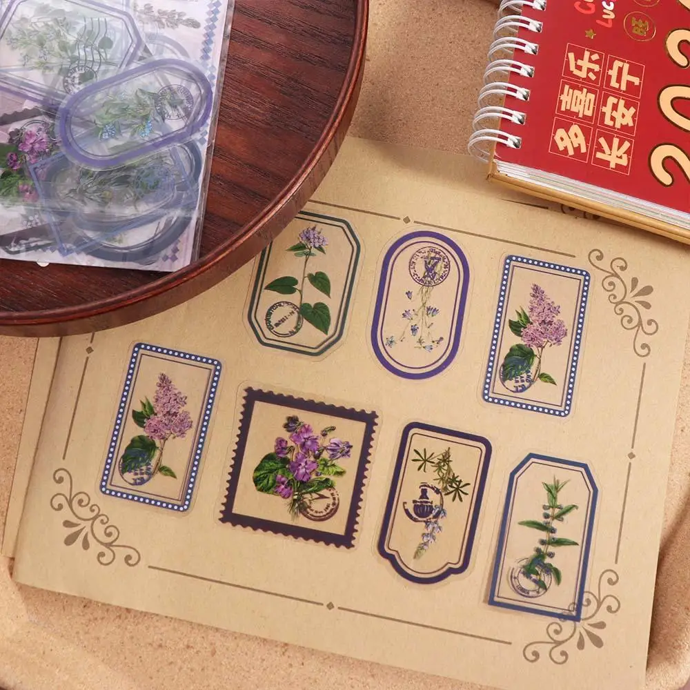 30 Pcs/Bag PET Flower Plant Sticker Bag DIY Creative Hand Tent Decorative Material Colorful Transparent Scrapbooking Sticker