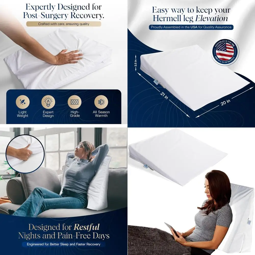 

Supportive Sleep Wedge Pillow for Back Pain, Sleep Apnea, and Snoring Relief with Polycotton Cover - White