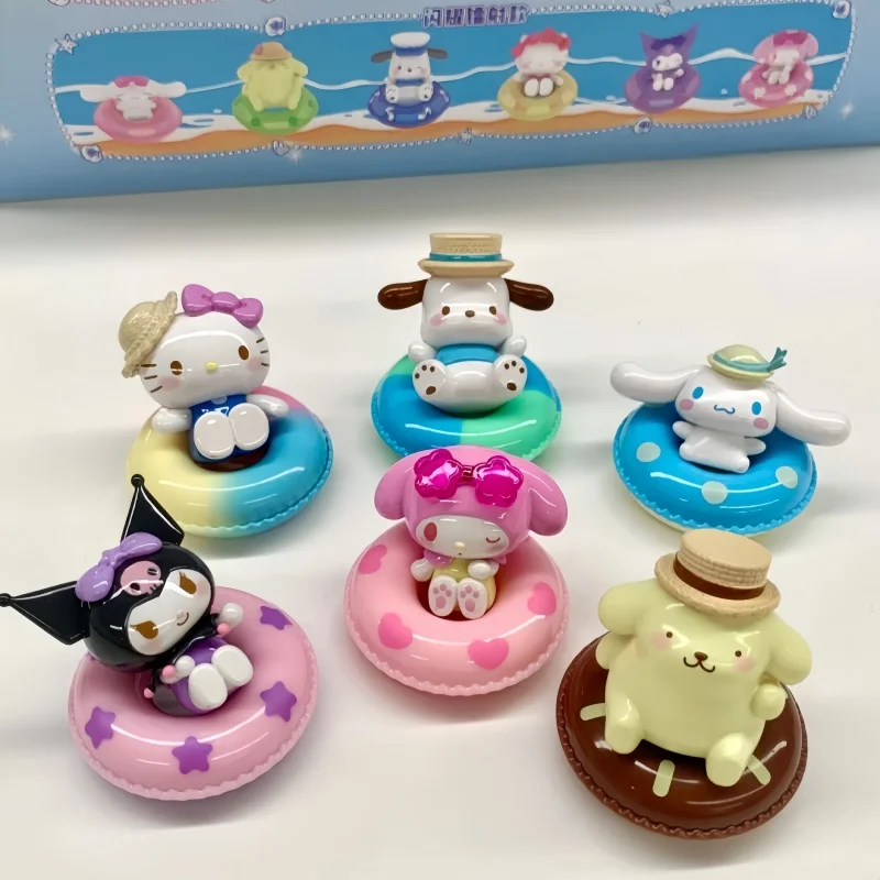 

Sanrio Mini Swimming Circle Series Kawaii Kuromi My Melody Hello Kitty Cinnamoroll Model Desktop Decoration Toy Birthday Gift