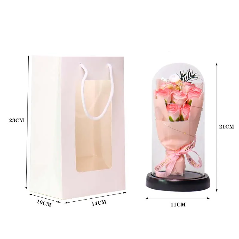 Ewiger Rosen-LED-Glaskuppel-Blumenstrauß, romantisch beleuchtete Verzierung, perfektes Valentinstag, Weihnachten, Heimdekoration, romantisches Geschenk – Detail 8