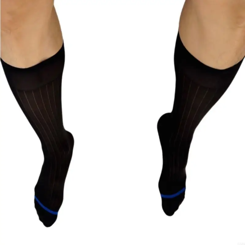 الجوارب الشفافة للرجال ركبة الجوارب عالية الفستان نايلون فوق الجوارب اللباس 6xda #4