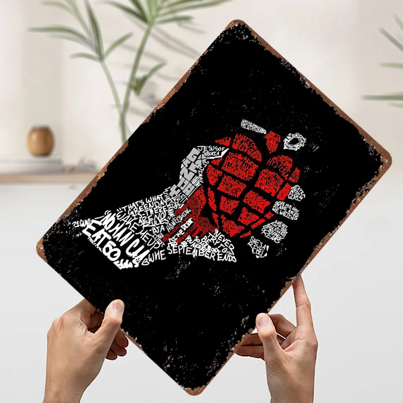 يوم أخضر قنبلة يدوية الطباعة الفن تين تسجيل الجدار ملصق فني عناصر ديكور منزلي فاخر علامات معدنية الرجعية خمر للديكور المنزل