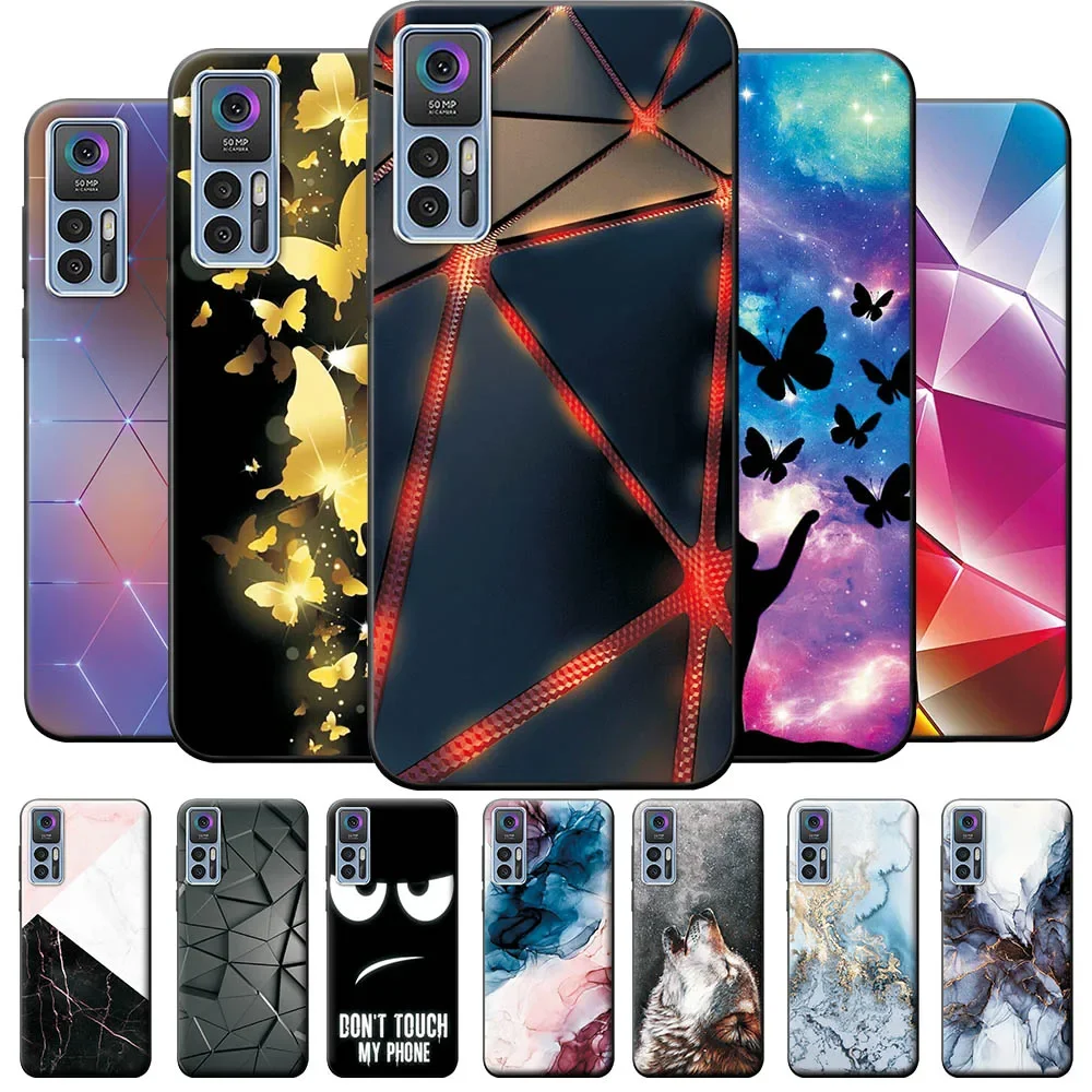 For TCL 30 Plus Case T676K T676J Cover Shockproof Phone Cases For TCL 30 5G T776H Marble Black Silicone For TCL30 30 Back Cover