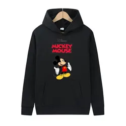 Sudadera con capucha de Mickey Mouse para hombre y mujer, suéter de dibujos animados, ropa de pareja negra, otoño e invierno, 2024