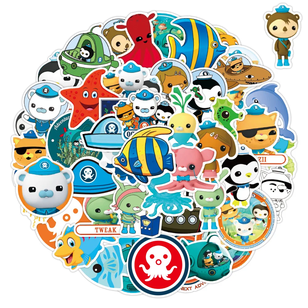 10/50PCS Cartoon Animation The Octonauts Stickers Funny Adventure Sticker Decals Kids Toy DIY Scrapbook Luggage Guitar Desk