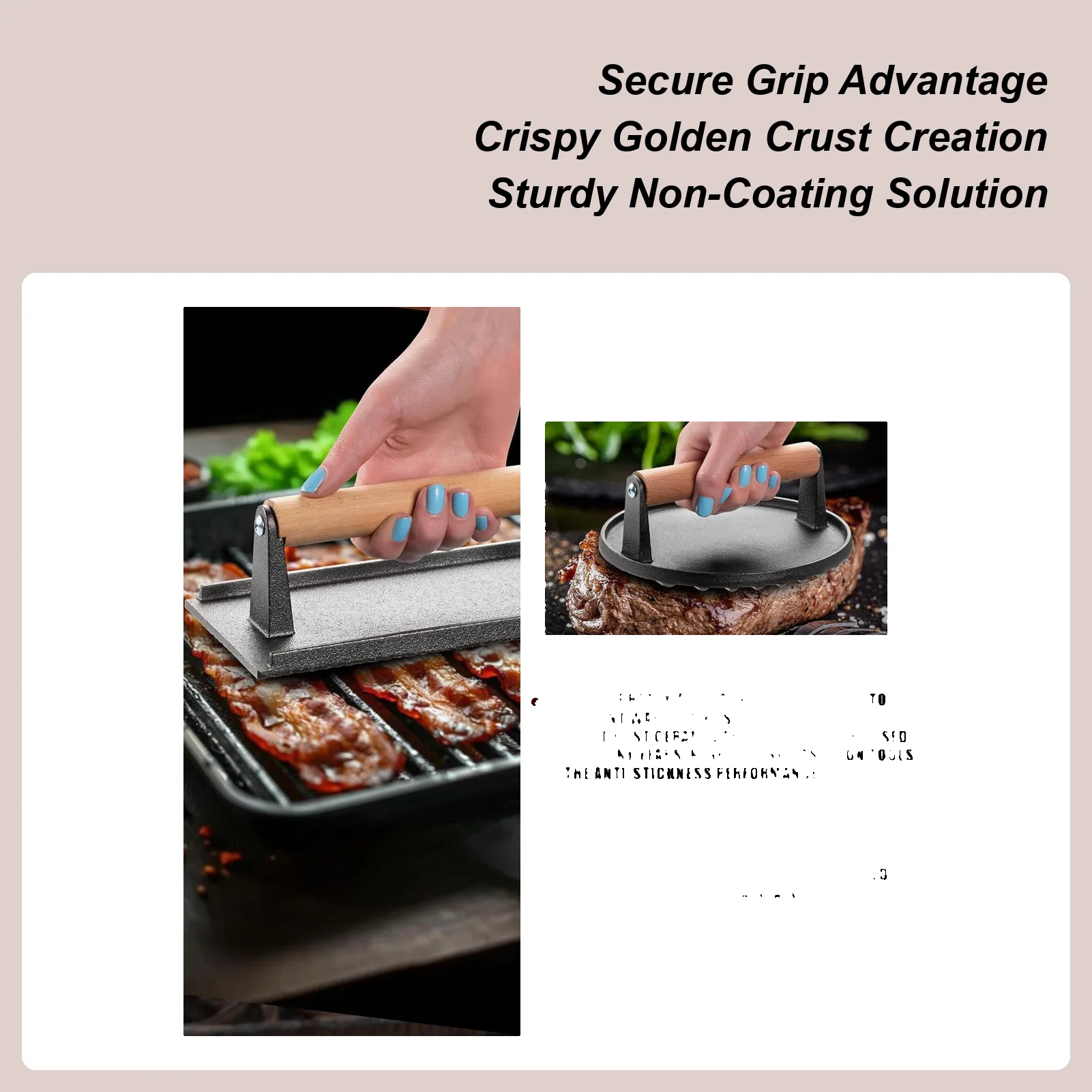 Burger Smasher Heavy-Duty Metal Round Smash Hamburger Press Non-Slip Grill Cooking Supplies For Tailgates Camping Party Backyard