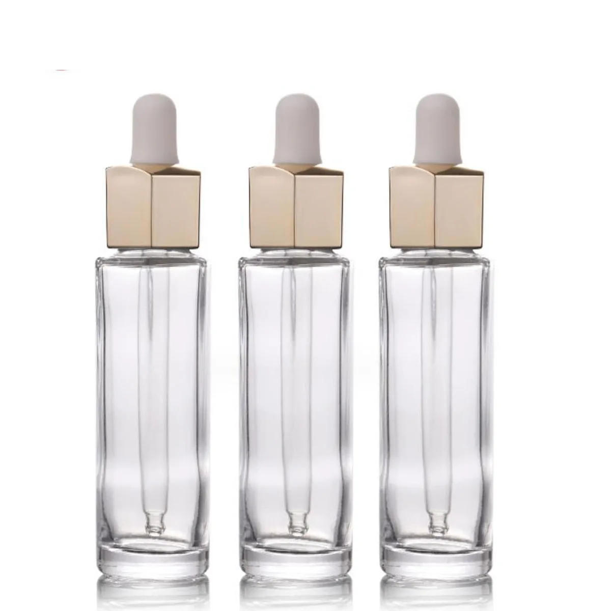 30ml 50ML transparent hexagon Dropper bottle Pipette Drop Bottles Refillable Thick  Glass