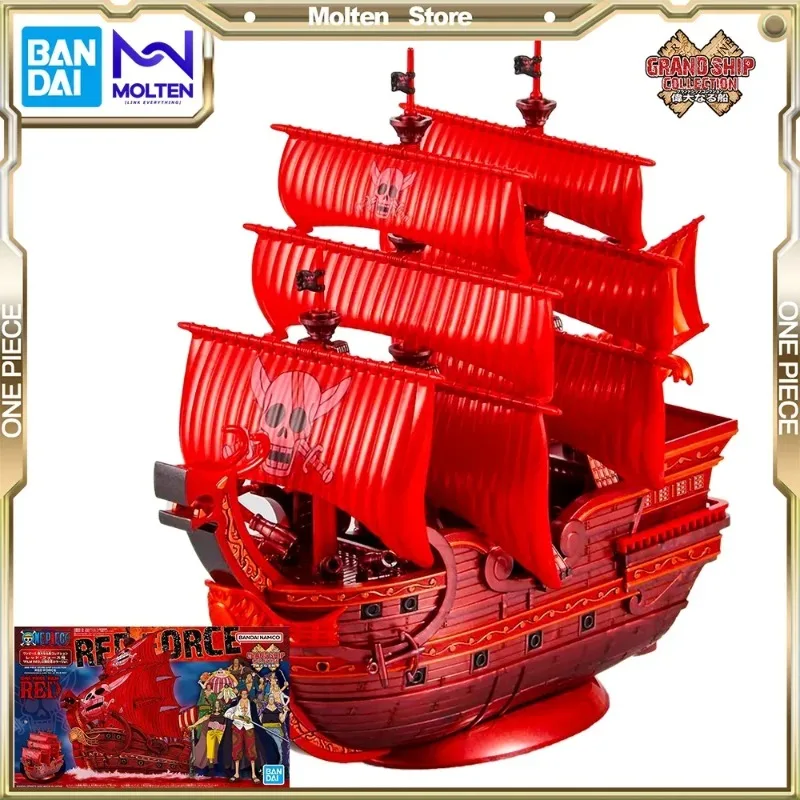 Bandai-colección de gran barco de una pieza, película de una pieza, Shanks rojos, barco pirata de la fuerza roja, modelo de figura de acción de Anime, Kit de montaje