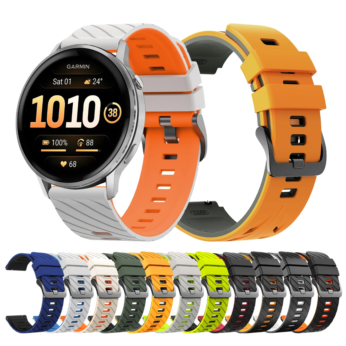 Für Garmin D2 Air X15 Silikon-Uhrenarmband 22mm Sportarmband für Garmin Venu 4-45mm 3 2/Forerunner 265 255 Music 570 47mm Armband