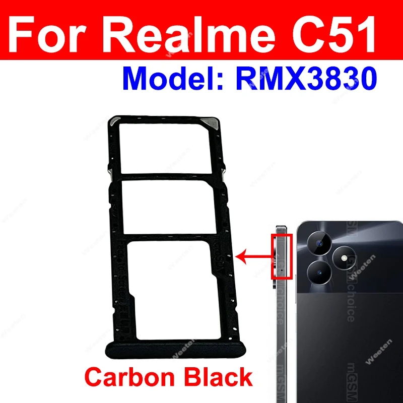 SIM Card Tray For Realme C51 C53 C55 4G Sim Card Tray SIM Card Holder Reader Slot Replacement Parts