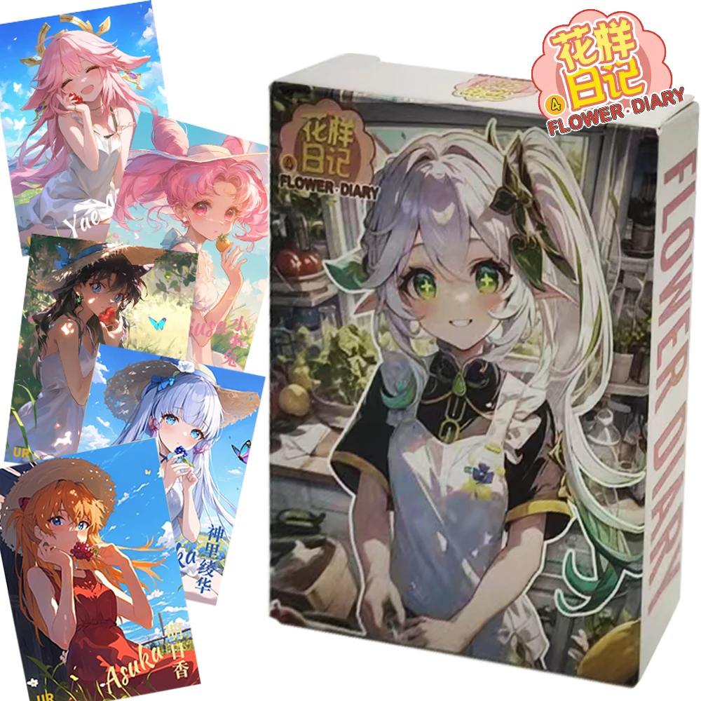 

Flower Diary Goddess Story Cards for Children Anime Pretty Girl Visual Feast Angels Demons Cosplay Cards Doujin Toys and Hobbies