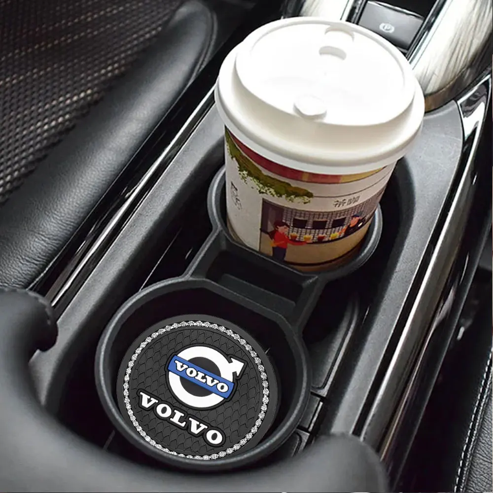 1/2PCS Car Diamond Coasters Water Cup Non-Slip Waterproof Pad For Volvo Rdesign AWD C30 C70 S40 S60 S70 S80 S90 V40 V50 V60 V70