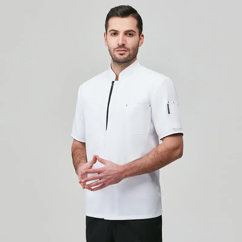 Veste Noire de Chef Cuisinier Pour Homme Et Femme, Vêtements de Cuisine Pour Restaurant, Hôtel, Boulangerie, Uniforme d'Été,Blouses Cuisine,Café Vêtements de Serveurse Vetement Cuisiniere Cantine Tenue de Cuisine