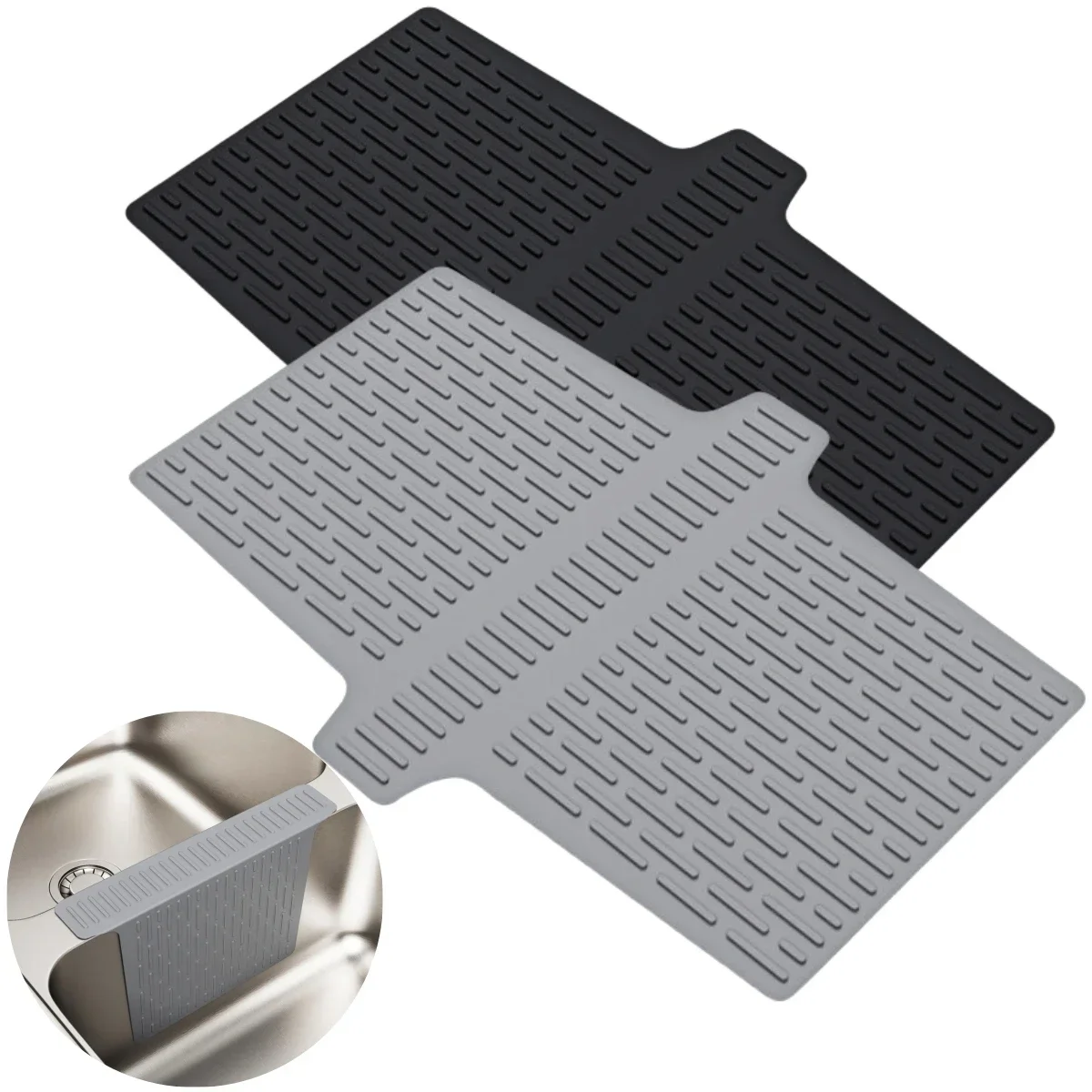 

Dishwasher Safe Heat Resistant Pad Silicone Sink Mat Patterned Texture Pleasant Kitchen Atmosphere Robust Silicone Material