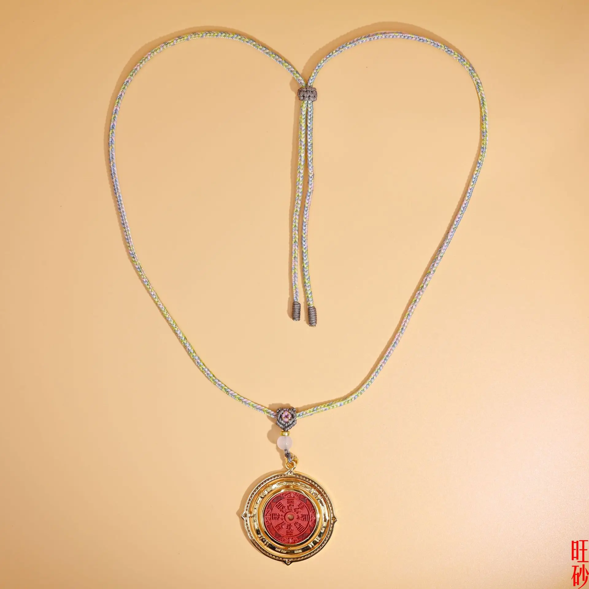 Chinese Style Lucky Rotatable Cinnabar Pendant Necklace Vintage Mountain Ghost Coin Unisex Blessing Wealth Fortune Amulet Sweate