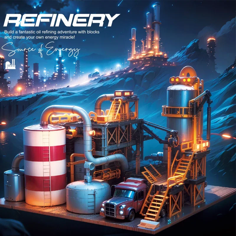 Creative Expert Modular Buildings MOC 33200 Refinery Oil Mill Model 1831PCS Building Blocks Brick Puzzle Toys for Children Gift