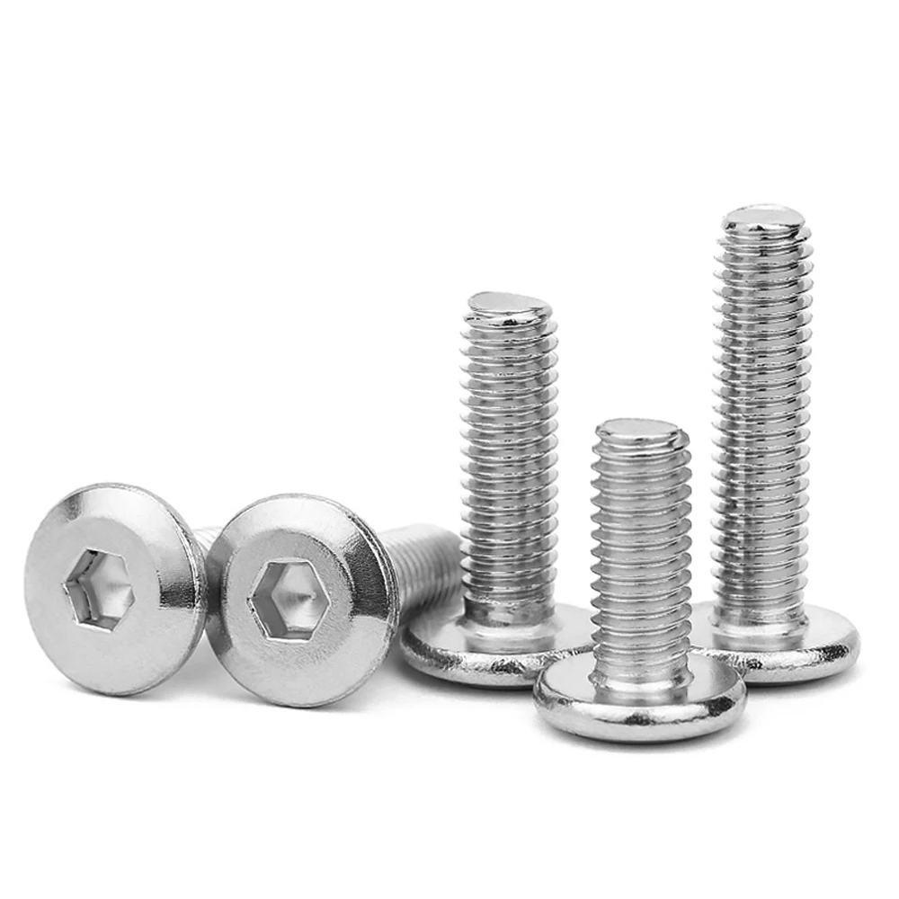 Stainless steel Plated M4M5M6M8 flat Head Chamfered Hexagon Socket Bolt Furniture Silver Splint Matching Screw